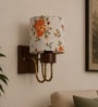 Wooden Gold Wall Lamp with Multicolor cotton shade