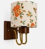 Wooden Gold Wall Lamp with Multicolor cotton shade