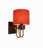 Wooden Gold Wall Lamp with Orange  Jute shade