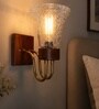 Wooden Gold Wall Lamp with Transparent Glass
