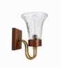 Wooden Gold Wall Lamp with Transparent Glass