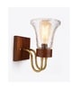 Wooden Gold Wall Lamp with Transparent Glass