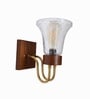 Wooden Gold Wall Lamp with Transparent Glass