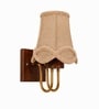 Wooden Gold Wall Lamp with Vintage Beige Jute  Shade