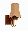 Wooden Gold Wall Lamp with Vintage Beige Jute  Shade