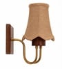 Wooden Gold Wall Lamp with Vintage Beige Jute  Shade