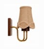 Wooden Gold Wall Lamp with Vintage Beige Jute  Shade