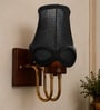 Wooden Gold Wall Lamp with Vintage Black cotton Shade