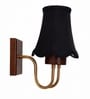 Wooden Gold Wall Lamp with Vintage Black cotton Shade