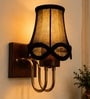Wooden Gold Wall Lamp with Vintage Black cotton Shade