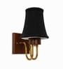 Wooden Gold Wall Lamp with Vintage Black cotton Shade