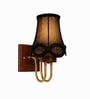 Wooden Gold Wall Lamp with Vintage Black cotton Shade