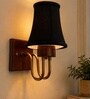 Wooden Gold Wall Lamp with Vintage Black cotton Shade