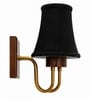 Wooden Gold Wall Lamp with Vintage Black cotton Shade