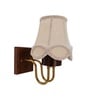 Wooden Gold Wall Lamp with Vintage off-white cotton Shade