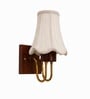 Wooden Gold Wall Lamp with Vintage off-white cotton Shade