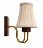 Wooden Gold Wall Lamp with Vintage off-white cotton Shade