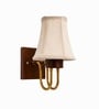 Wooden Gold Wall Lamp with Vintage off-white cotton Shade