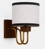 Wooden Gold Wall Lamp with White & Black  cotton shade