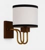 Wooden Gold Wall Lamp with White & Black  cotton shade