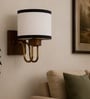 Wooden Gold Wall Lamp with White & Black  cotton shade