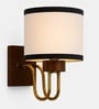 Wooden Gold Wall Lamp with White & Black  cotton shade