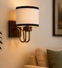 Wooden Gold Wall Lamp with White & Black  cotton shade