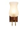 Wooden Gold Wall Lamp with White Crinkle Glass