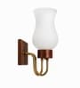 Wooden Gold Wall Lamp with White Crinkle Glass