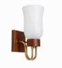 Wooden Gold Wall Lamp with White Frosted Glass