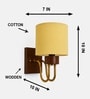 Wooden Gold Wall Lamp with Yellow cotton shade