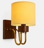 Wooden Gold Wall Lamp with Yellow cotton shade