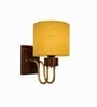 Wooden Gold Wall Lamp with Yellow Jute shade