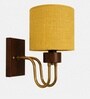 Wooden Gold Wall Lamp with Yellow Jute shade