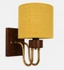 Wooden Gold Wall Lamp with Yellow Jute shade