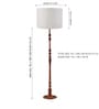 Wooden Handcrafted Natural Teak Floor Lamp with Loose Weave Texture Off White Fabric Lampshade
