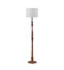 Wooden Handcrafted Natural Teak Floor Lamp with Loose Weave Texture Off White Fabric Lampshade