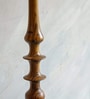 Wooden Handcrafted Natural Teak Floor Lamp with Loose Weave Texture Off White Fabric Lampshade
