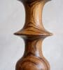 Wooden Handcrafted Natural Teak Floor Lamp with Medium Taper Printed Green Fabric Lampshade