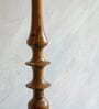 Wooden Handcrafted Natural Teak Floor Lamp with Off White Fabric Lampshade