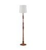 Wooden Handcrafted Natural Teak Floor Lamp with Off White Fabric Lampshade