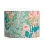 Wooden Handcrafted Natural Teak Floor Lamp with Printed Green Fabric Lampshade