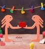 Wooden Handcrafted Couple Showpiece Holding Heart