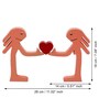 Wooden Handcrafted Couple Showpiece Holding Heart