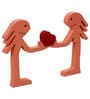 Wooden Handcrafted Couple Showpiece Holding Heart