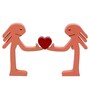 Wooden Handcrafted Couple Showpiece Holding Heart