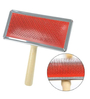 Extra- Small Red & Brown Steel & Wood Slicker Brush with Wooden Handle