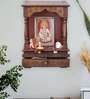 Wooden Handpainted Copper Finish Mini Hut Mandir