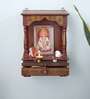 Wooden Handpainted Copper Finish Mini Hut Mandir