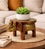 Wooden Handpainted Decorative 4'' Mini Copper Elephant Showpiece